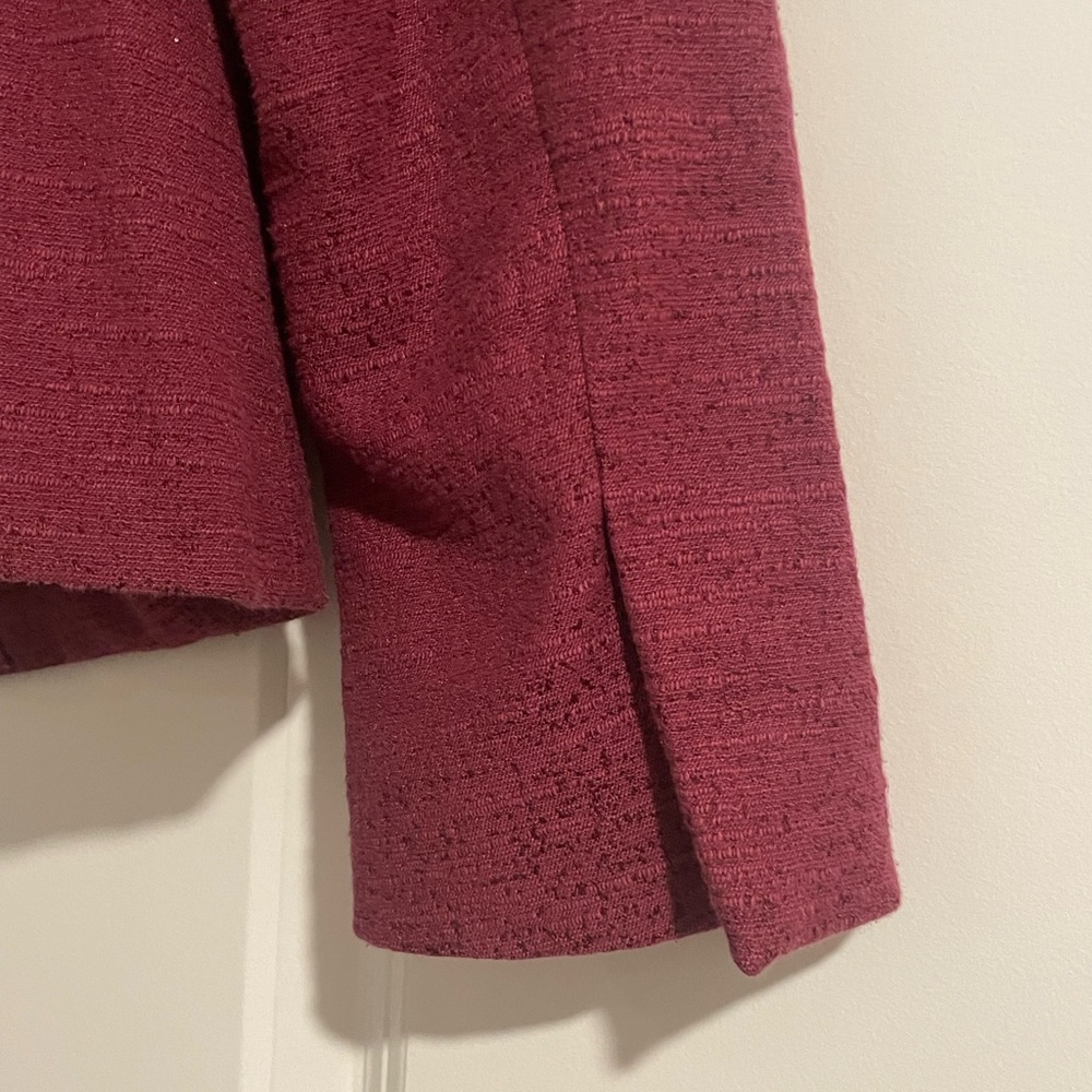 Loft One Button, Collarless Blazer (Wine/Maroon C… - image 5